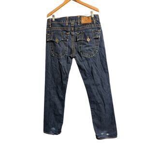 True Religion Jeans Mens 34 BILLY BIG T Leather Patch Flap Pockets Made In USA H